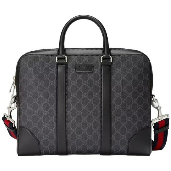 Gucci Web Canvas Briefcase Black GG - Picture 1 of 3